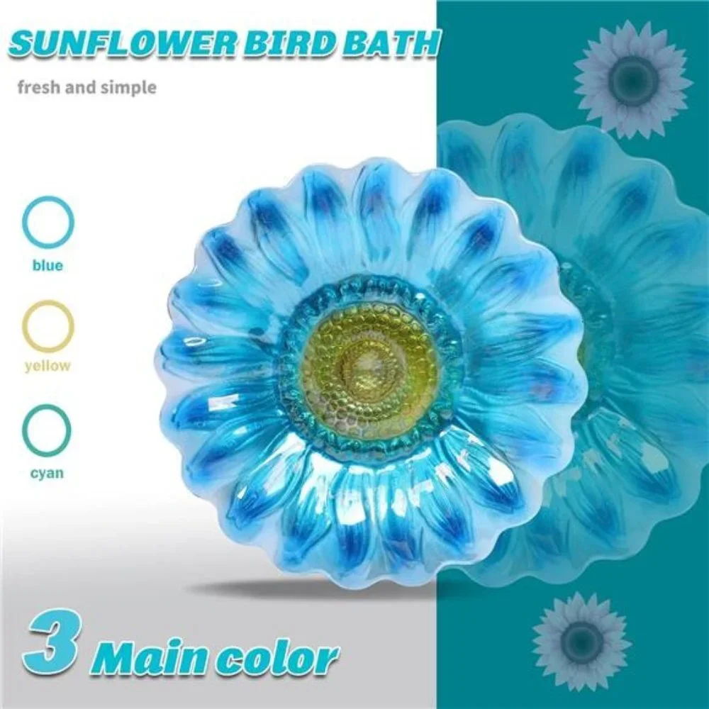 Bird Baths for Outdoors, Outdoor Bird Bath,Glass Birdbath Sunflower Bird Feeders